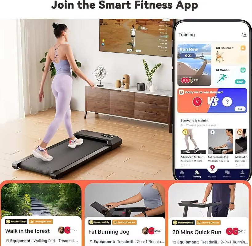 2-In-1 Home/Office 2.5 HP Walking Treadmill,Mini Treadmills for Small Spaces with APP & Remote Control